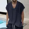 Temu Export Roupa Casual Tricotada Jacquard Transfronteiriça Masculina de Verão Colete Sem Manga Solto Oversized