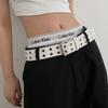Cinto Estilo Americano Garota Picante para Mulheres, Cinto de Couro Versátil de Verão Novo com Múltiplos Furos, Cinto Decorativo Y2K Punk Girl do Milênio