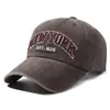 Boné de Baseball Vintage Lavado com Aba Macia Transfronteiriço para Mulheres, Chapéu de Sol Versátil Bordado Estilo Coreano, Boné de Baseball Desgastado Desbotado para Homens