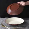 Plato de melamina Xiangyuanmei con patrón de roca esmerilada, plato redondo para guarniciones para restaurantes de hot pot, plato para servir carne shabu-shabu