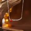 Cadena de Clavícula Sonrisa de Plata de Ley S925 Perla Natural Ágata Roja Ágata Negra Collar Versátil para Mujer Joyería Sencilla de Moda con Piedras Preciosas