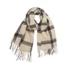 Chal de Cuadros de Cachemira Sintética en Stock Transfronterizo para Mujer, Bufanda Grande Cálida de Otoño e Invierno, Borla que No Suelta Manta de Doble Uso Fábrica