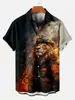 Moda Nova Transfronteiriça 2024 Estampa Digital 3D Animal Raposa Bonita Camisa Casual Masculina de Manga Curta