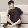Artículo Popular en Tienda: Pijama de Algodón Puro de Manga Corta para Hombre, Estilo Verano, Cómodo y Transpirable, Conjunto Delgado de Algodón, Se Puede Usar Afuera como Ropa de Casa