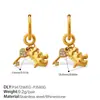Brincos Pingente Urso Dinossauro Nova Moda Europeia e Americana High-End DIY Aço Inoxidável Banhado a Ouro 18K Brincos Criativos para Mulheres