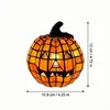 Lanterna de Abóbora com Laço de Resina Enfeite de Halloween Decoração Criativa de Feriado Luz Noturna Presente para Mesa de Casa Modelo Premium