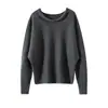 Nuevo suéter de %cachemira pura para otoño e invierno para mujer, escote asimétrico a un hombro, cómoda camisa de punto estilo murciélago, color liso, manga larga, top holgado
