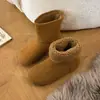 Botas de nieve versátiles estilo coreano con puño 2026, botines cortos de invierno de moda para mujer con punta redonda, botas cortas cálidas de felpa corta