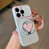 Funda para Teléfono con Diseño de Corazón de Cuadrícula Rosa Círculo Azul Adecuada para Apple 18 Pro Max, Alto Valor Estético para Chicas, Huawei Xiaomi 17 Ventana Grande
