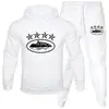 Conjunto Deportivo Casual de Dos Piezas para Hombre con Sudadera y Pantalón de Chándal de Terciopelo de Color Sólido con Estampado de Letras Transfronterizo Se Puede Personalizar con Logo Impreso