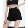 Shorts Jeans Justos de Cintura Alta Simples para Mulheres, Hot Pants Estilo Evasê que Moldam o Quadril, Zíper 2023 Verão Estilo Doce e Picante Hot Pants Emagrecedores