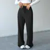 Calça de Yoga Solta com Cordão Exclusiva Transfronteiriça do Tiktok Calça Reta de Perna Larga com Listras Verticais Levemente Flare Calça Esportiva Casual para Mulheres