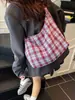 Bolso Bandolera para Mujer 2025 Nuevo Retro Cuadros Cremallera Bolsa de Lona Gran Capacidad Casual Versátil Bolso de Hombro Cuadros