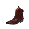 Botas de piel de vaca de primera capa color cepillado para mujer, botines de otoño e invierno, nuevos, punta cuadrada, cremallera gruesa, tacón medio grueso, botines individuales, botines cortos de moda para mujer