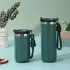 Copo de Café Octogonal a Vácuo de Camada Dupla em Aço Inoxidável 304, Copo Térmico Portátil para Exterior com Alça de Transporte, Copo de Água Prático para Casa