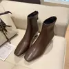 Botas de Tacón de Cuña Estilo Oficina para Aumentar Altura Oculta Elásticas Adelgazantes para Mujer Otoño/Invierno Retro Punta Cuadrada Cremallera Trasera Botines Versátiles Piel Suave