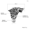 Anillo de acero de titanio para hombre con cabeza de lobo Haiteng Anillo de acero de titanio pulido Vikingo Nórdico Venta al por mayor directa de fábrica de anillos