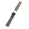 Correa de Reloj para Hombre de Acero Inoxidable Sólido con Hebilla Plegable de Borde de Cinco Perlas, Cabezal Plano, Interfaz Universal 18mm20mm22mm24mm