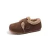 Sapatos Birkenstock de Veludo para Crianças Inverno 2025 Novos Sapatos Quentes de Algodão para Meninas Estilo Coreano Duplo Algodão Sapatos Peludos com Solado Macio