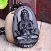 Obsidiana Atacado obsidiana natural benmingfo oito padroeiro santo pingente colar de cristal para homens e mulheres jóias