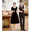 Vestido de Noche para Mujer 2026 Estilo Nuevo, Adecuado para Uso Diario, Elegante Terciopelo Negro con un Toque de Lujo Ligero, Perfecto para Fiestas Anuales y Verano
