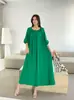 Vestido de Algodão Casual Europeu e Americano Transfronteiriço Plus Size Feminino de Caimento Solto para Férias na Praia de Verão, Adequado para Mulheres Plus Size e Grávidas