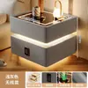 Mesita de Noche Inteligente Moderna Minimalista de Madera Maciza con Luz Luz de Dormitorio Lujo Ligero Multifuncional Carga Inalámbrica Bluetooth Mesita de Noche Inteligente