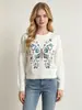 Suéter Redondo com Bordado de Borboleta Transfronteiriço para Mulheres, Estilo Suave Outono e Inverno, Blusa Pulôver de Tricô Solta