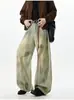 Jeans Masculino Americano Retro Tie-dye Desgastado Rasgado Escovado Moda Tendência Marca Calça Longa Casual Reta Solta
