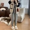 Suéter de Punto Holgado Perezoso con Bolsillo y Bloques de Color Retro Dulce para Mujer, Primavera 2025 Suave Chaqueta Superior