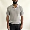 Ropa de punto fina de manga corta con cuello en V calada estilo Old Money de venta caliente transfronteriza, talla europea, tejido de punto fino transpirable directo de fábrica