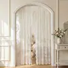 Cortinas Voil de Renda Estilo Campo Francês Sala de Estar Quarto Varanda Janela de Canto Semi-Blackout Cortina de Janela Voil Transparente Franja com Babados