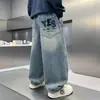 Jeans Casuais de Corte Curvo da Nova Moda Primavera 2026 para Crianças e Adolescentes Calças Longas Versáteis Tendência