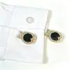 Gemelos Pequeños de Pescado Negros Dorados Incrustados con Diamantes Hechos a Medida por el Fabricante para Camisas de Vestir de Hombre, Accesorios de Ropa, Botones de Cuello a Presión, Transfronterizo