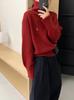 Estilo coreano estilo simples doce cor gola alta suéter outono e inverno nova base interna camisa solta emagrecimento tudo-combinar