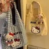 Bolso de hombro para niñas, bolso de mano de gran capacidad, alto valor estético, bolso versátil de lona con dibujos animados, lindo bolso de compras de Hello Kitty