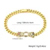 Pulsera Doble de Leopardo Popular en Europa y América para Hombres Color Dorado Joyería con Diamantes Hip-hop Punk Personalidad Moda Pulsera Gruesa
