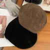 Boina Artística Reversible de Ante Melade con Visera Adelantada para Mujer con Gran Circunferencia de Cabeza, Adelgazante