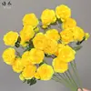 Peônia Artificial de Caule Único com Três Flores e Folhas para Decoração Externa, Flores de Casamento, Arranjos Florais de Casamento e Montagem de Cenário