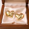 Aretes de Acero Inoxidable Día de San Valentín Aretes de Amor Tartán Versátil Moda Aretes de Lujo Ligero Aretes de Acero de Titanio con Forma de Corazón Transfronterizo
