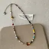 Collar de Piedras Naturales de Colores de Lujo Ligero Vintage para Mujer Cadena de Moda Elegante Versátil Cadena para Clavícula