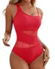 Trajes de baño 2025 Estilo Europeo y Americano Dos Piezas Ajustados Nuevo Color Sólido Traje de Baño de una Pieza Bikini para Mujeres en Stock
