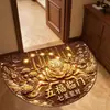 Sete Estrelas Reúnem Riqueza Trazem Prosperidade Capacho Meia-Lua Resistente à Sujeira Resistente ao Desgaste Fácil de Limpar Tapete Lótus Dourado Carpa Tapete de Entrada