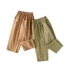 [100% Algodão] Roupa Infantil Cotton Hall Calça de Nove Pontos Tecida Infantil Calça para Meninos Classe A Antibacteriana Calça Casual para Meninas