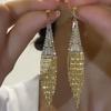 Brincos de Franja Cheios de Diamantes de Zircônia de Alta Qualidade, Tendência 2025, com Design Levemente Luxuoso Que Faz o Rosto Parecer Mais Magro, Brincos Femininos