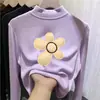 Camiseta de manga larga con forro polar para niña, capa interior de otoño e invierno, top infantil de cuello semi-alto con estampados de dibujos animados