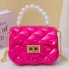 Bolso Bandolera Nuevo Estilo para Niñas, Billetera de Monedas con Cadena, Bolso de Mano de Perlas para Niñas, Minibolso de Gelatina Dopamina al por Mayor