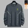 Camiseta de Manga Larga para Hombre Otoño e Invierno Ins Marca de Moda Holgada de Terciopelo Casual Camiseta Base Sudadera con Cuello Redondo Estampada para Jóvenes Estudiantes