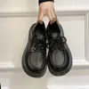 Sapatos femininos de couro com sola grossa, estilo britânico, coleção primavera/outono 2026, sapatilhas Mary Jane com solas plataforma, mocassins brancos de amarrar com plataforma