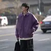 Chaqueta Casual para Hombre Tendencia Primavera Solapa 2025 Nueva Moda Marca Versátil Negro Morado
